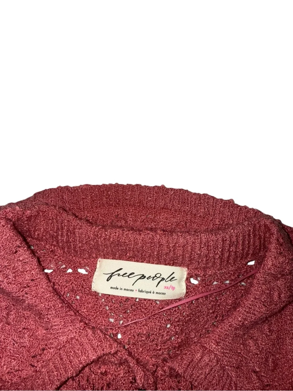 Free People Daylight Crochet Cardigan - Faded Rose Pink XS
